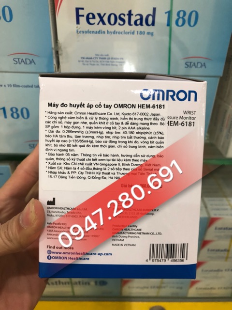 Máy đo huyết áp cổ tay Omron HEM - 6181 ( Hàng chính hãng 💯%)