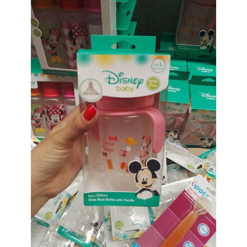 Bình Sữa cổ rộng có tay cầm 250ml Disney made in Thailand