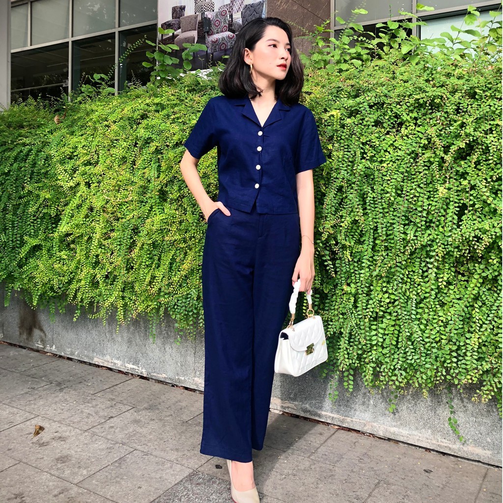 Quần ống rộng nữ lưng cao nút suông dài lưng thường (ko thun sau) 4 màu | BigBuy360 - bigbuy360.vn