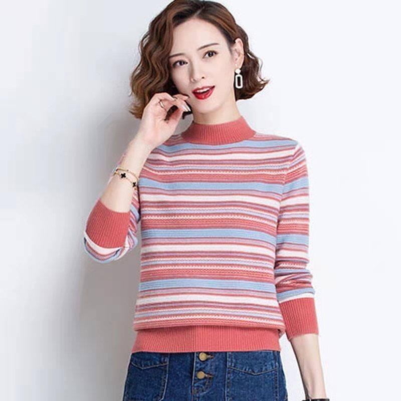 Large size long-sleeved T-shirt for middle-aged women wearing Plus wool tops