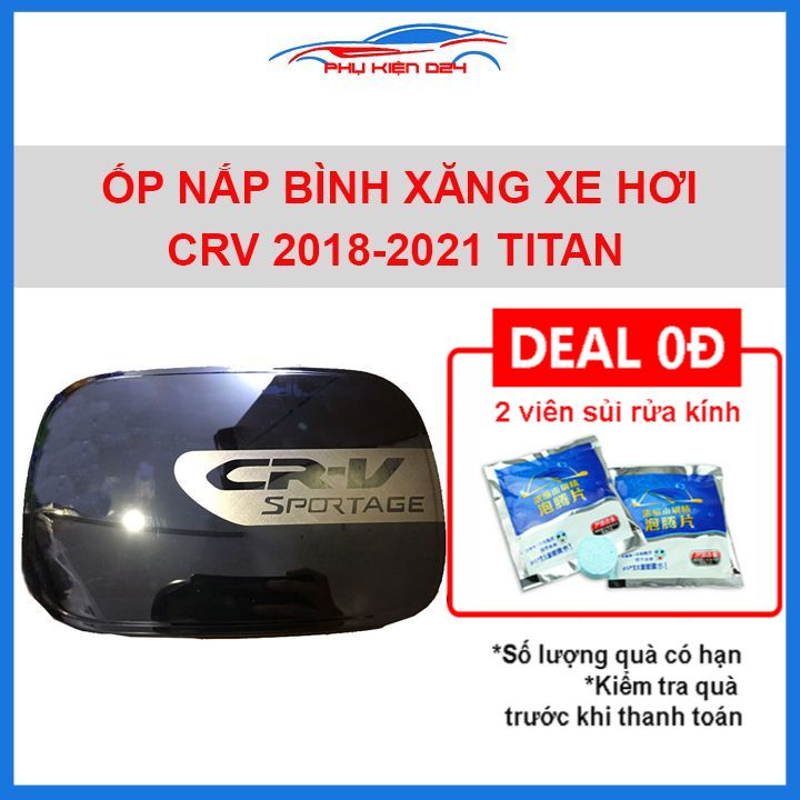 Ốp nắp bình xăng CRV 2018-2019-2020-2021 vân titan chống trầy trang trí ô tô