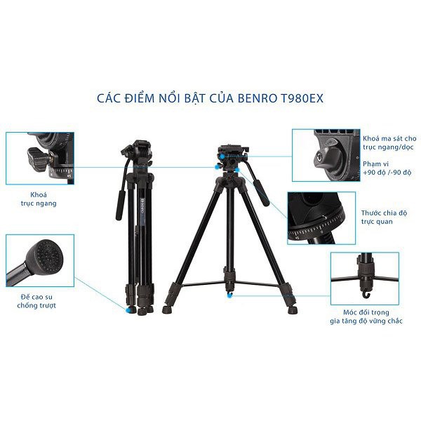 Tripod nhập khẩu cao cấp Benro T980EX