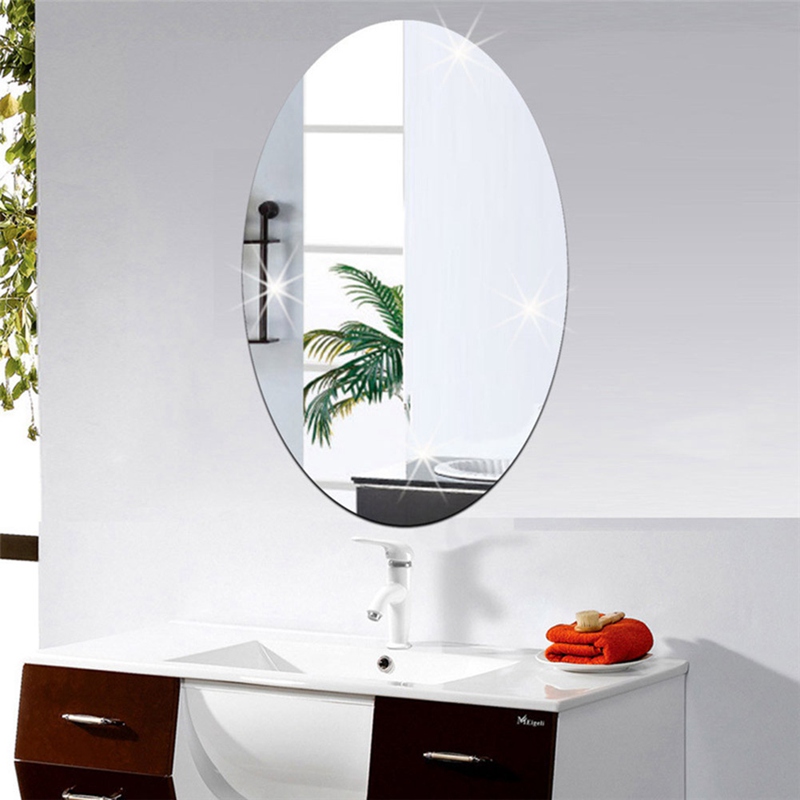 Gương dán tường làm từ Acrylic hình bầu dục hình chữ nhật dùng cho nhà tắm tiện dụng