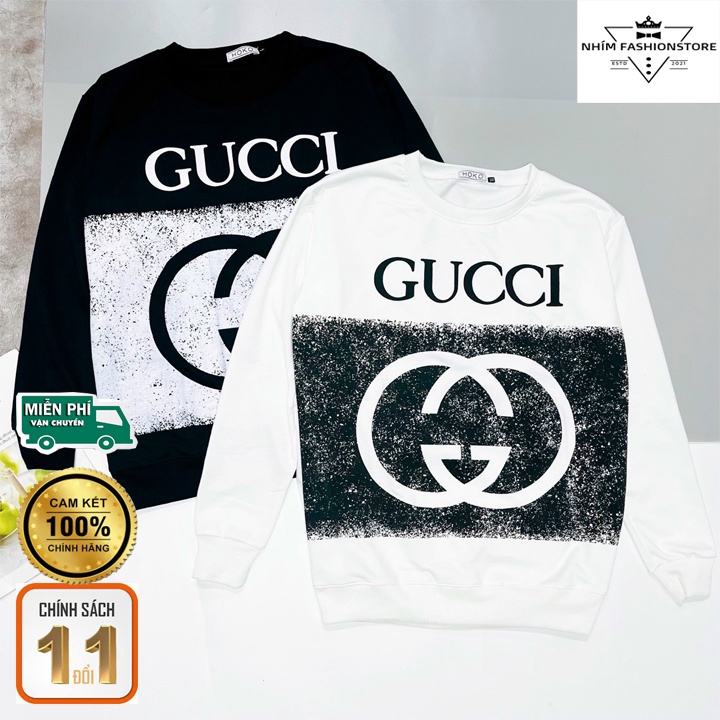 ÁO THUN NAM CỔ TRÒN IN CHỮ GUCCI LOANG TAY DÀI VẢI NỈ THỜI TRANG THOÁNG MÁT