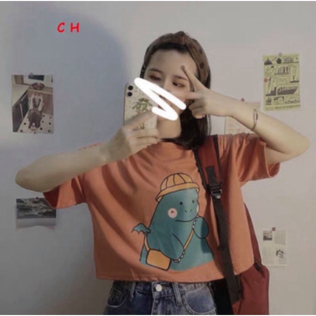 Áo croptop khủng long đeo túi CH12 | BigBuy360 - bigbuy360.vn