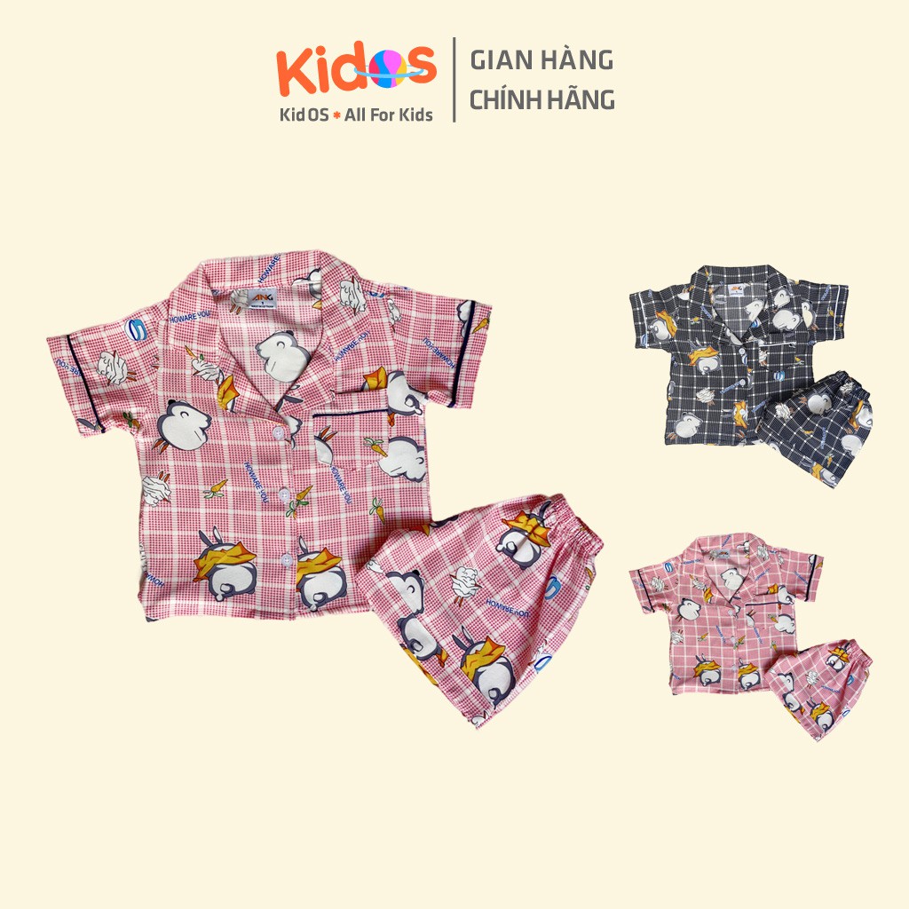 Đồ bộ Pijama lụa trẻ em cao cấp KidOS thoáng mát cho bé trai từ 1 – 14 tuổi họa tiết kẻ ô năng động