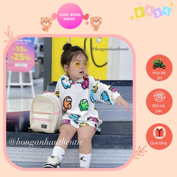 Đồ Bộ Bé Gái Gạo Kids Set Bộ Dài Tay Trẻ Em Thu Đông Chất Nỉ AmongUs Đẹp Cỡ 4 5 6 7 8 Tuổi