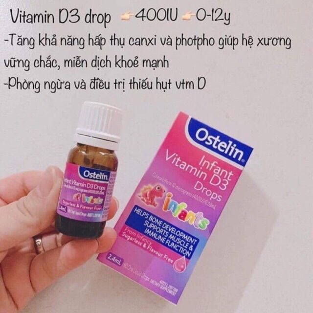 Vitamin D3 Drops Ostelin 2.4ml cho bé từ sơ sinh
