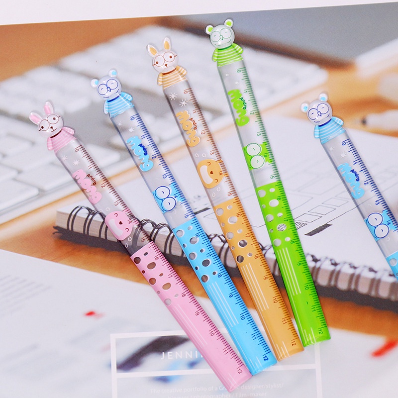 Set 2 thước đo mini 12cm họa tiết hoạt hình dễ thương cho bé