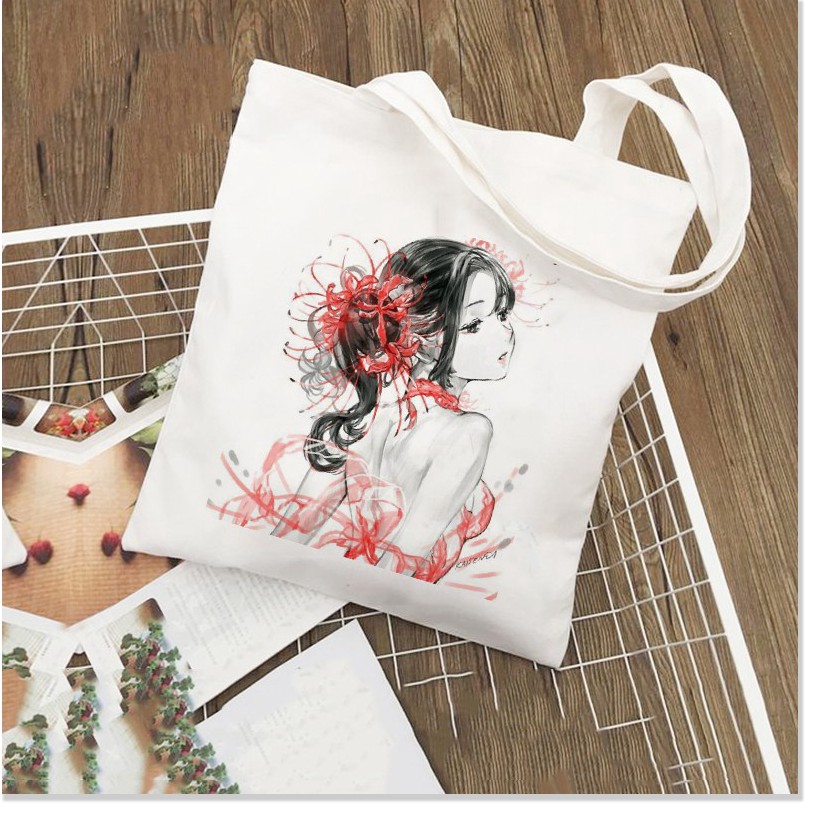 TÚI TOTE VẢI BỐ ĐEO VAI CANVAS HOA BỈ NGẠN Thời trang AOMIVN SKU 015 vuhuyen store