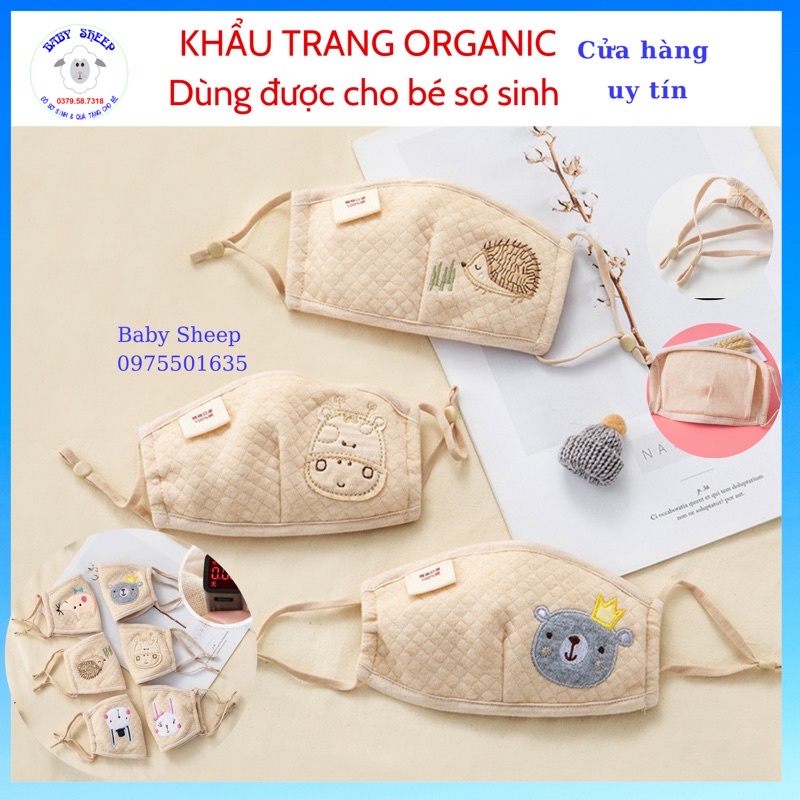 (HÀNG CAO CẤP) Khẩu trang cho bé ORGANIC 100% COTTON HỮU CƠ TỰ NHIÊN  HỌA TIẾT DỄ THƯƠNG CHO BÉ 0-7 TUỔI