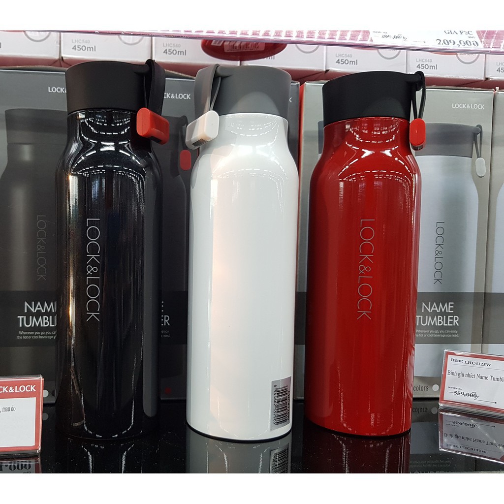 Bình giữ nhiệt Lock&Lock Name Tumbler 500ml Màu trắng và màu đỏ,  LHC4125