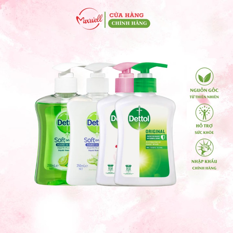 Nước rửa tay diệt khuẩn dettol liquid hand wash moisture pump 250ml Úc Healthy care