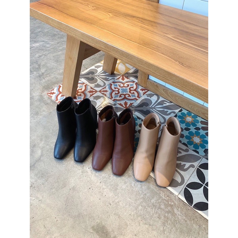 Giày boots nữ cao gót cổ ngắn lót lông thời trang gót vuông 7cm (Mã SP: BOTCL051) | BigBuy360 - bigbuy360.vn