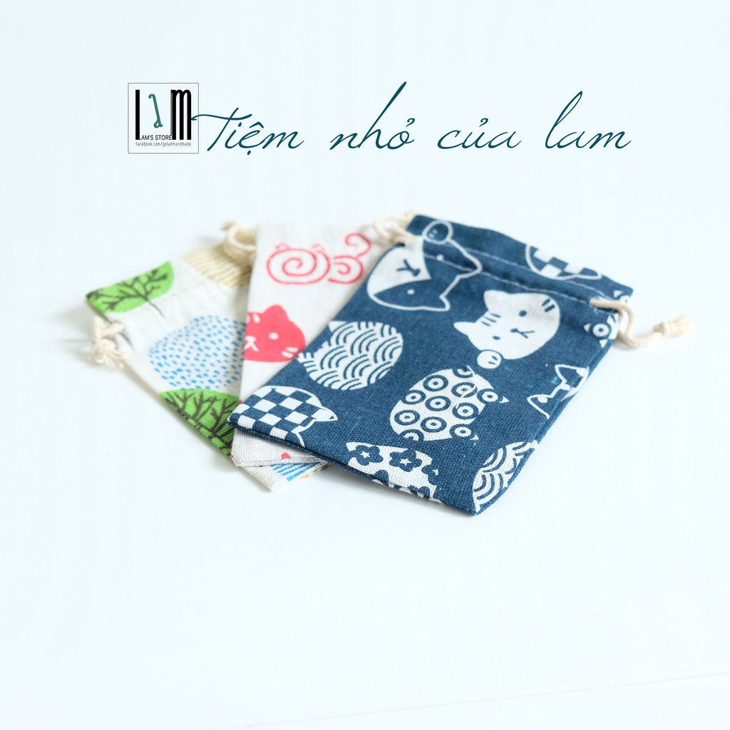 Túi vải rút nhỏ, túi mini đựng tai phone hoặc mĩ phẩm khi đi du lịch