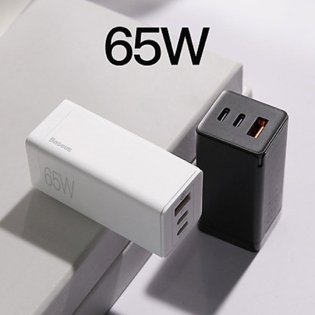 Củ sạc nhanh 65W Baseus GaN Travel Quick Charger phích cắm gập 90 độ công nghệ mới GaN, hỗ trợ QC3.0 cho Smartphone