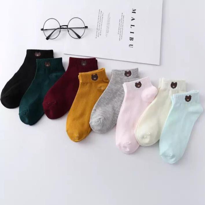 [giá gốc][10 Đôi] Tất Gấu Thoáng Khí siêu Thấm Hút Mồ Hôi đủ màu tặng túi rút siêu xinh