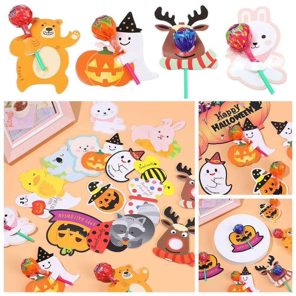 UUMIR Bộ 25 / 50 Thẻ Gắn Kẹo Mút In Hoạt Hình Dùng Trang Trí Tiệc Halloween / Giáng Sinh