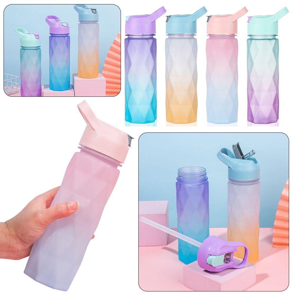 Bình Nước 600ml Màu Gradient Cầu Vồng Chống Rò Rỉ Dành Cho Nam Và Nữ