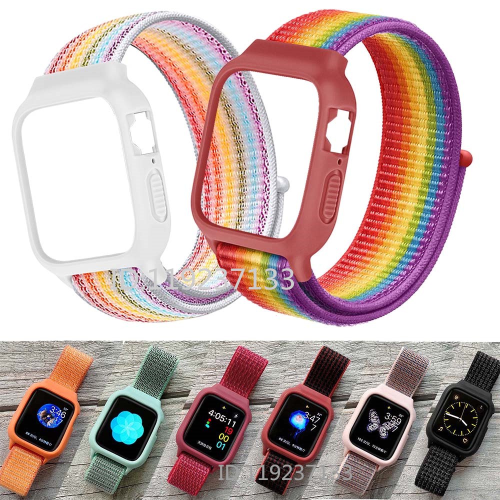 Dây đeo Apple Watch 38/40mm 42/44mm chất liệu nylon dệt mềm mại thoáng khí với vỏ silicon cho iWatch SeriesSE6/5/4/3/2/1