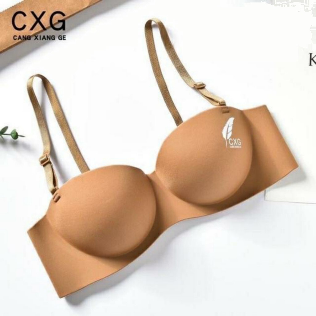 Áo lót nữ su đúc CXG A08 áo ngực quả ngang không gọng mềm nâng ngực - Chan Underwear