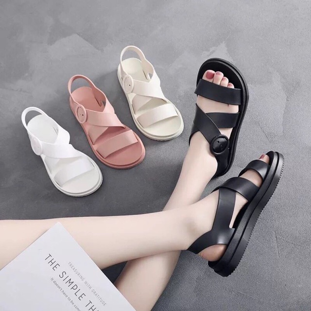 [Xả KHo Lẻ Size} Sandal đi mưa cao su dẻo quai chéo 3 màu siêu xinh