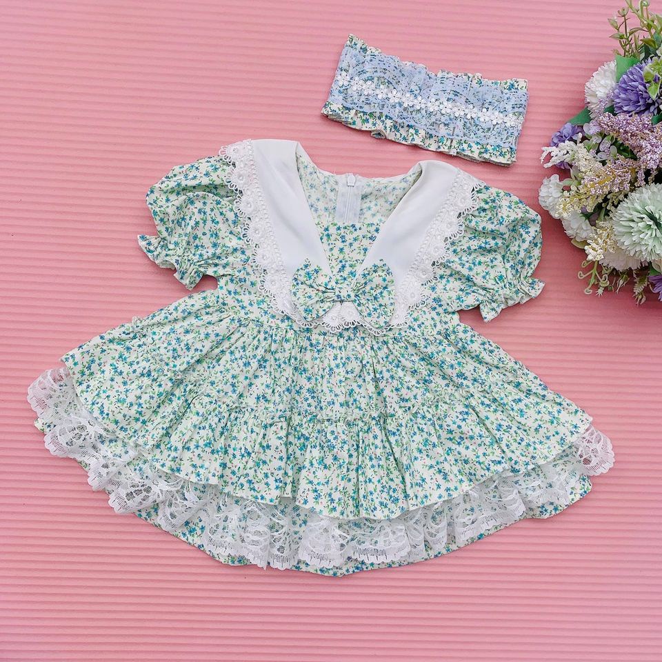 Váy Đầm Công Chúa Cho Bé  - Lolita hoa nhí xanh dương