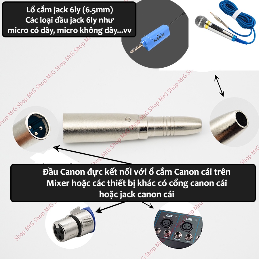 Jack Chuyển Canon Đực Ra 6 ly Cái  giá 1 chiếc, JC-01.