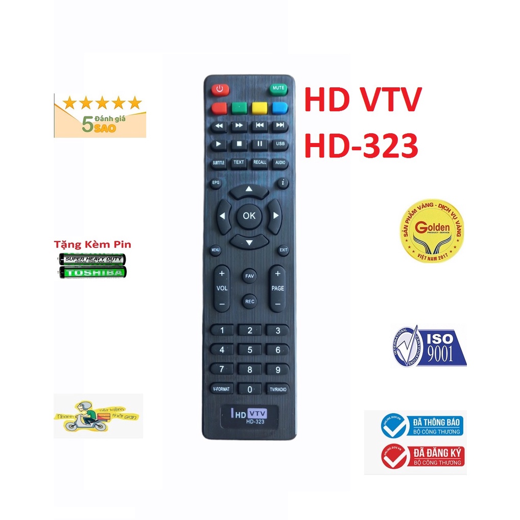 Điều khiển VTV HD-323 - Tặng kèm pin-Remote đầu thu truyền hình VTV HD 323