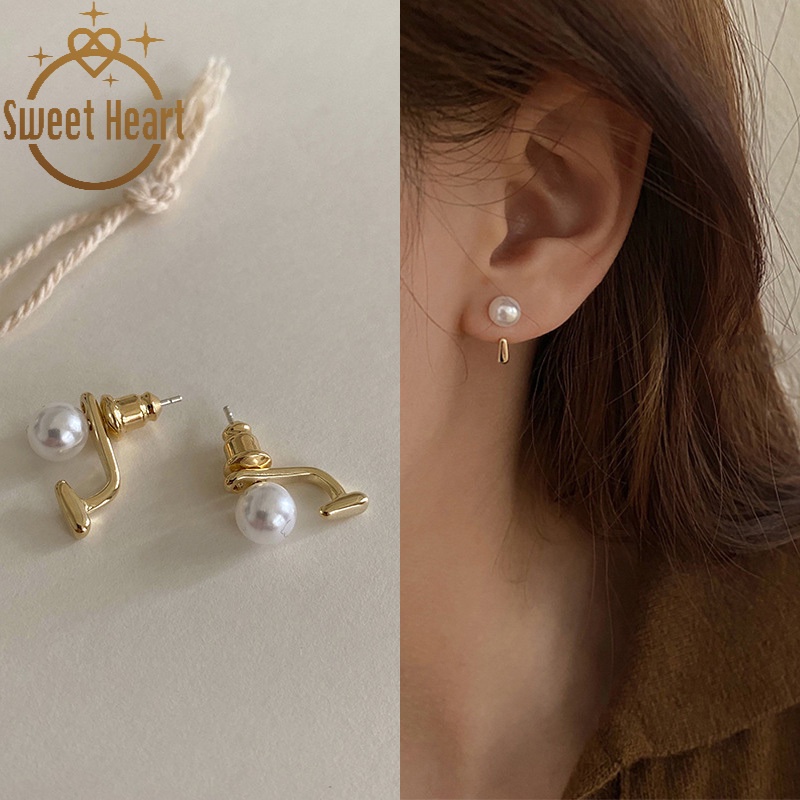Khuyên Tai Hình Trái Tim Đính Ngọc Trai Thời Trang Cho Nữ