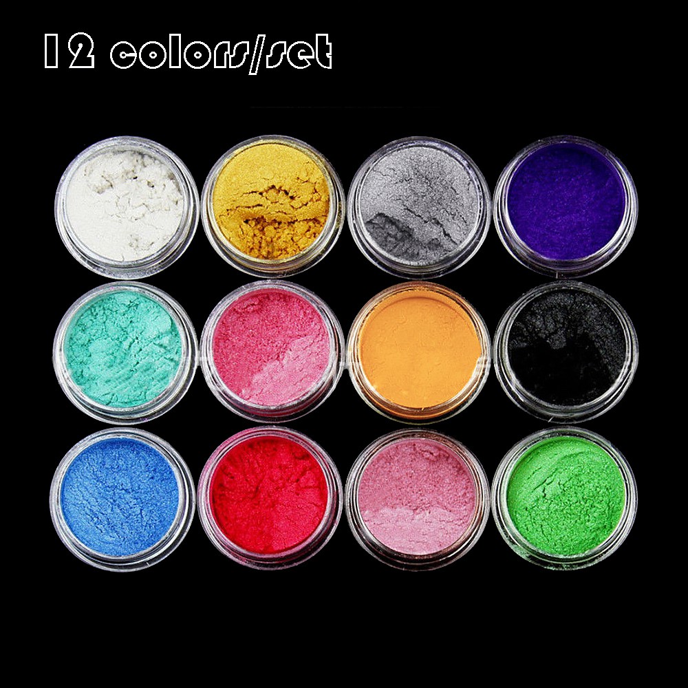 Set 12 lọ bột màu làm sáp / mỹ phẩm / acrylic resin