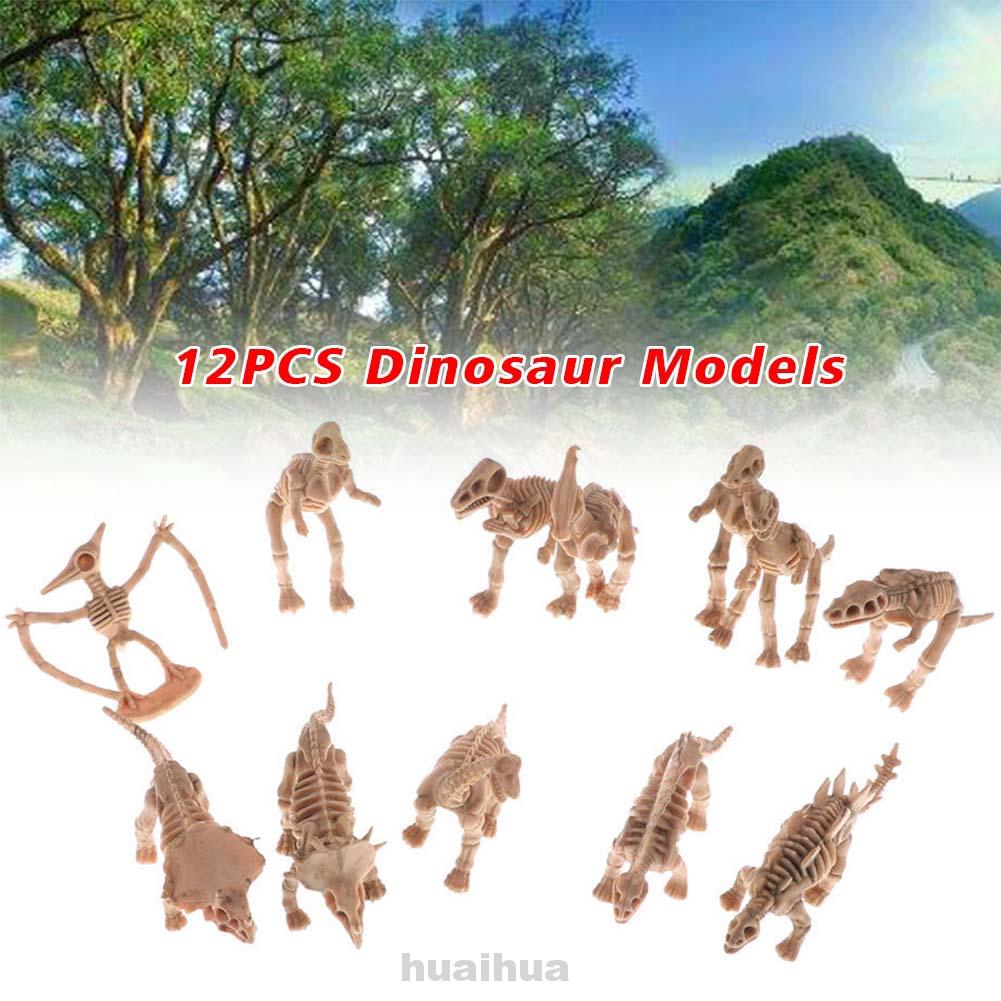 12pcs/set Dinosaur Model Simulation Plastic Dino Fossil Skeleton Collection Set Lifelike Figures Kids Toy Home Decor