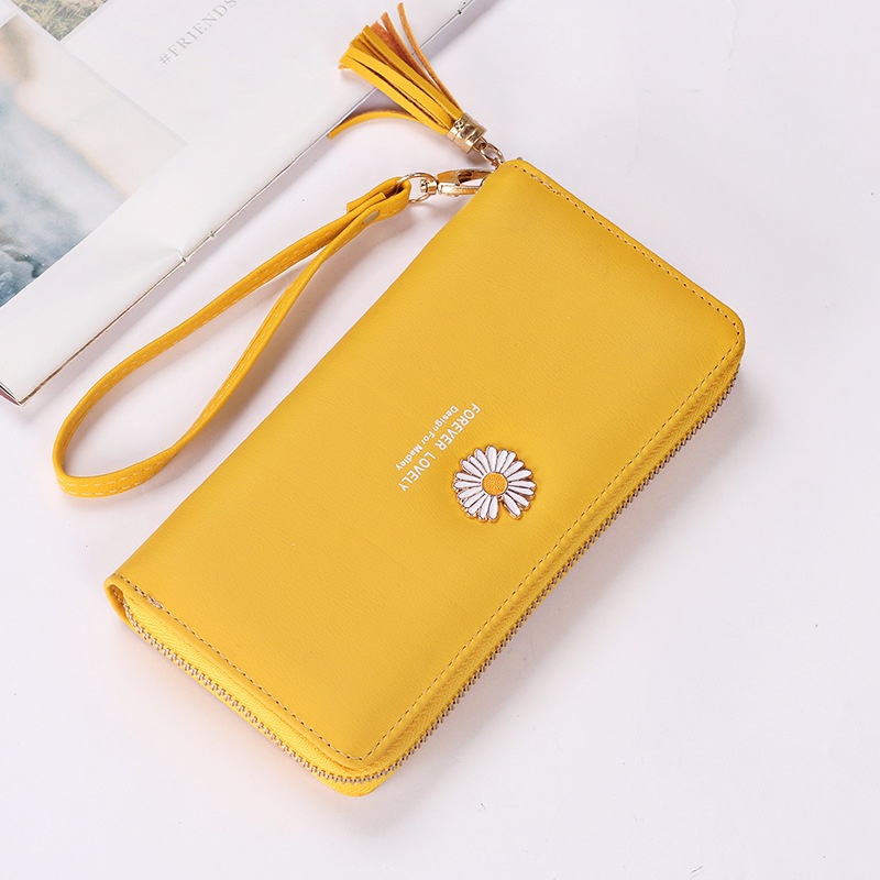 Ví nữ dài hoa cúc hot trend siêu xinh nhiều ngăn cầm tay