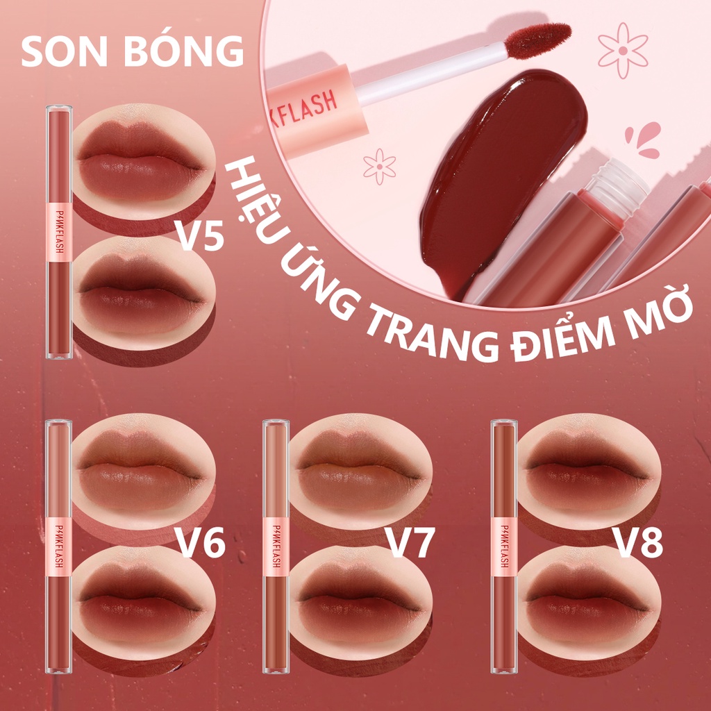 Son môi dạng lỏng Pinkflash 2 trong 1 lâu trôi lên màu đẹp