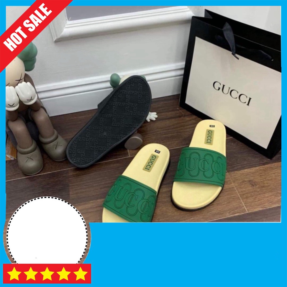 (Có Video + Ảnh Thật) Dép Gucci Họa Tiết GC Đế Cao Su Chống Nước - Dép Quai Ngang Nam Nữ Thời Trang Cao Cấp Hottrend