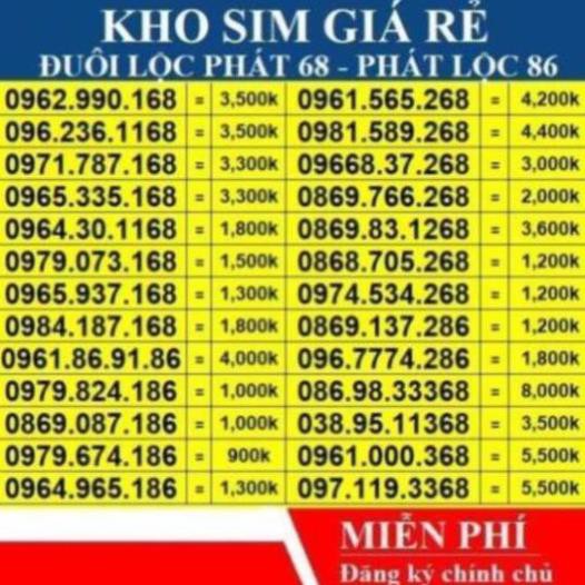 SỐ ĐẸP Đuôi Lộc Phát 68 - Phát Lộc 86 Viettel Giá Từ 500k