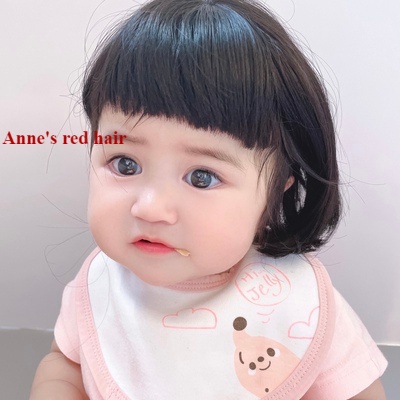 Bộ tóc giả xoăn ngắn kèm mũ đội đầu cho bé