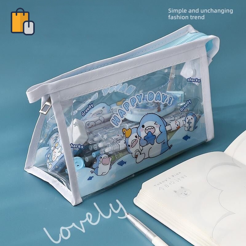 Túi Đựng Bút Trong Suốt Sức Chứa Lớn Dễ Thương Cho Học Sinh Trung Học
