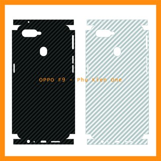Decal dán lưng Oppo F9 Full viền vân carbon 3D