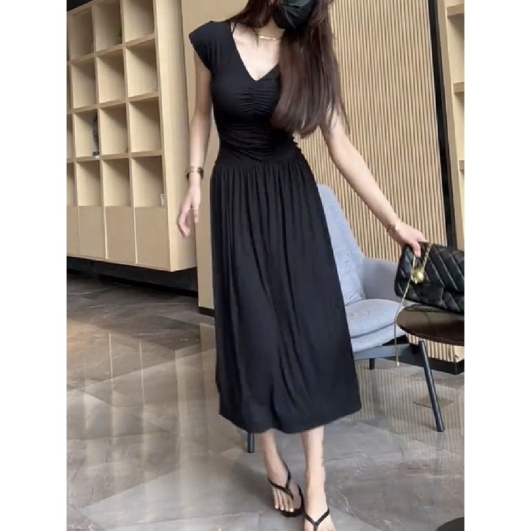 Đầm Dài Không Tay Cổ Chữ V Thiết Kế Mỏng Quyến Rũ Thời Trang Mùa Hè Theo Phong Cách Pháp Cho Nữ