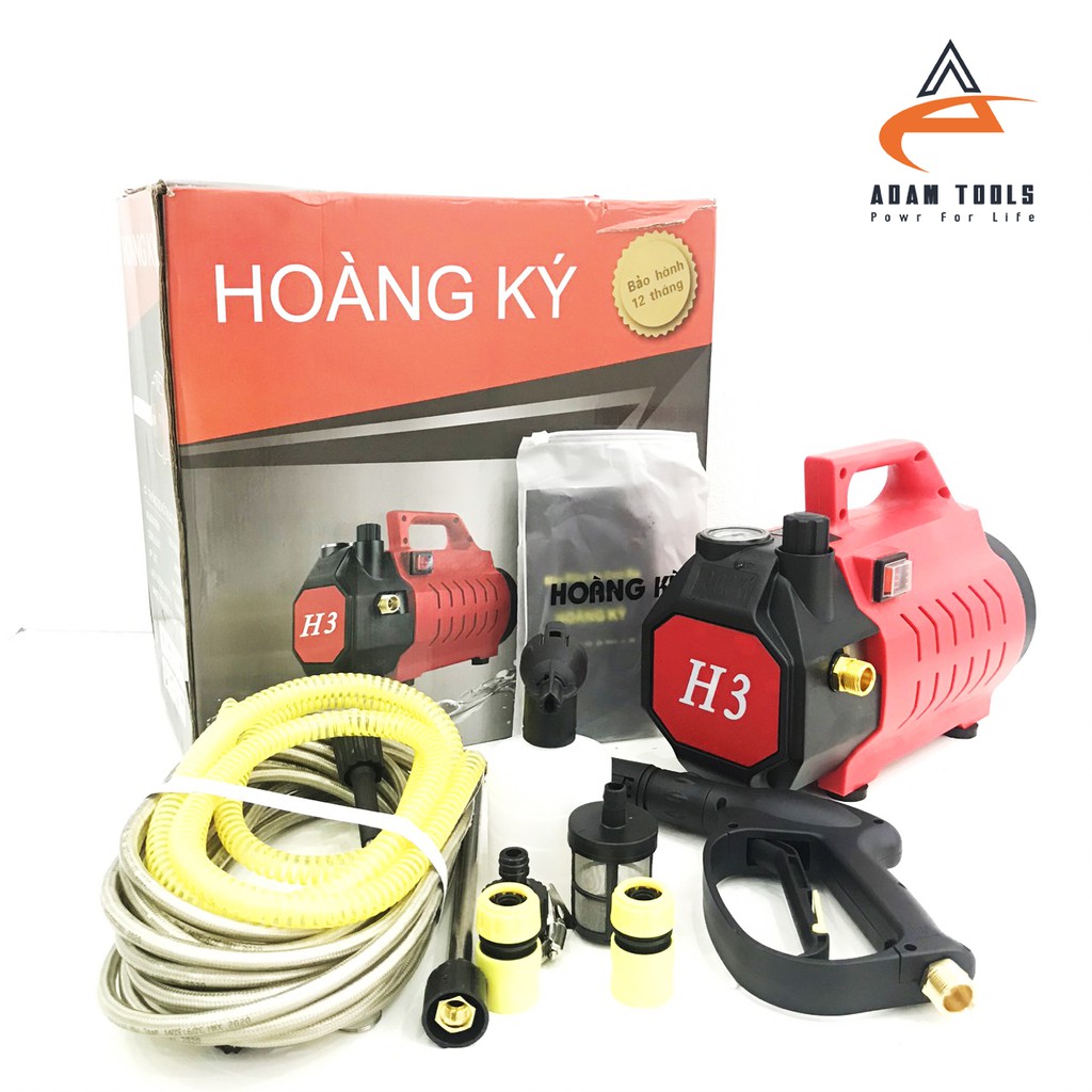 Máy rửa xe áp lực cao Hoàng Ký H3 - Có chỉnh áp- Hàng chính hãng bảo hành 12 tháng