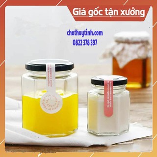 Hủ thủy tinh hình lục giác 730ml NẮP THIẾC