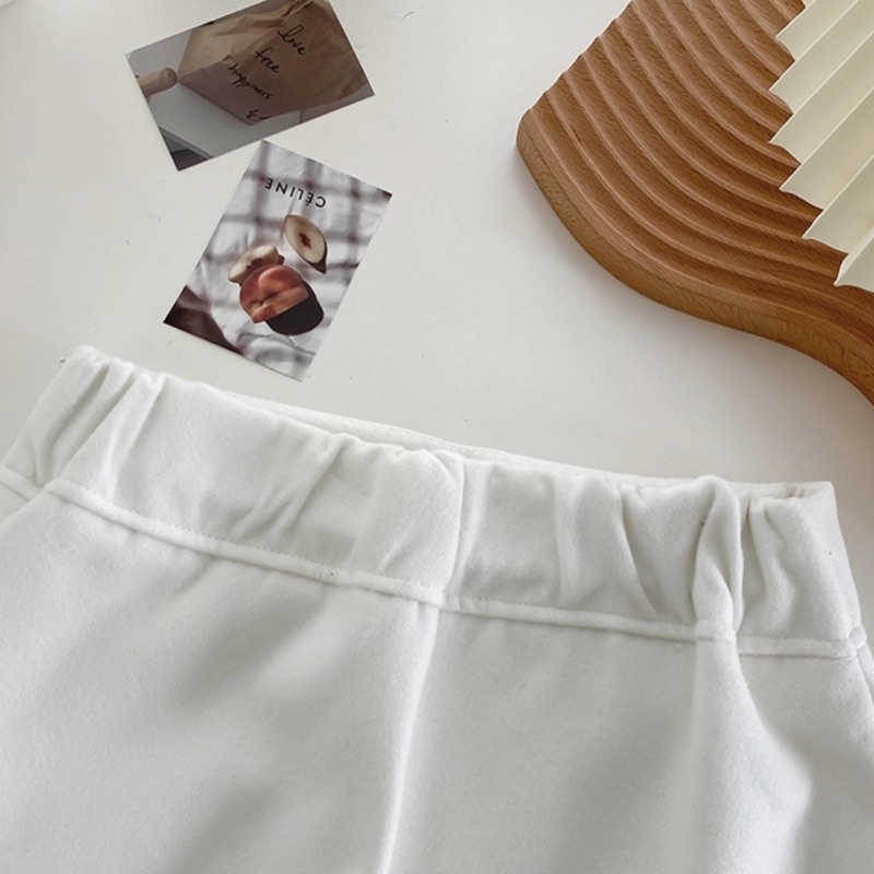 Set Áo Tay Dài Bồng Dáng Babydoll Cổ Bẻ Và Chân Váy Chữ A Xinh Xắn