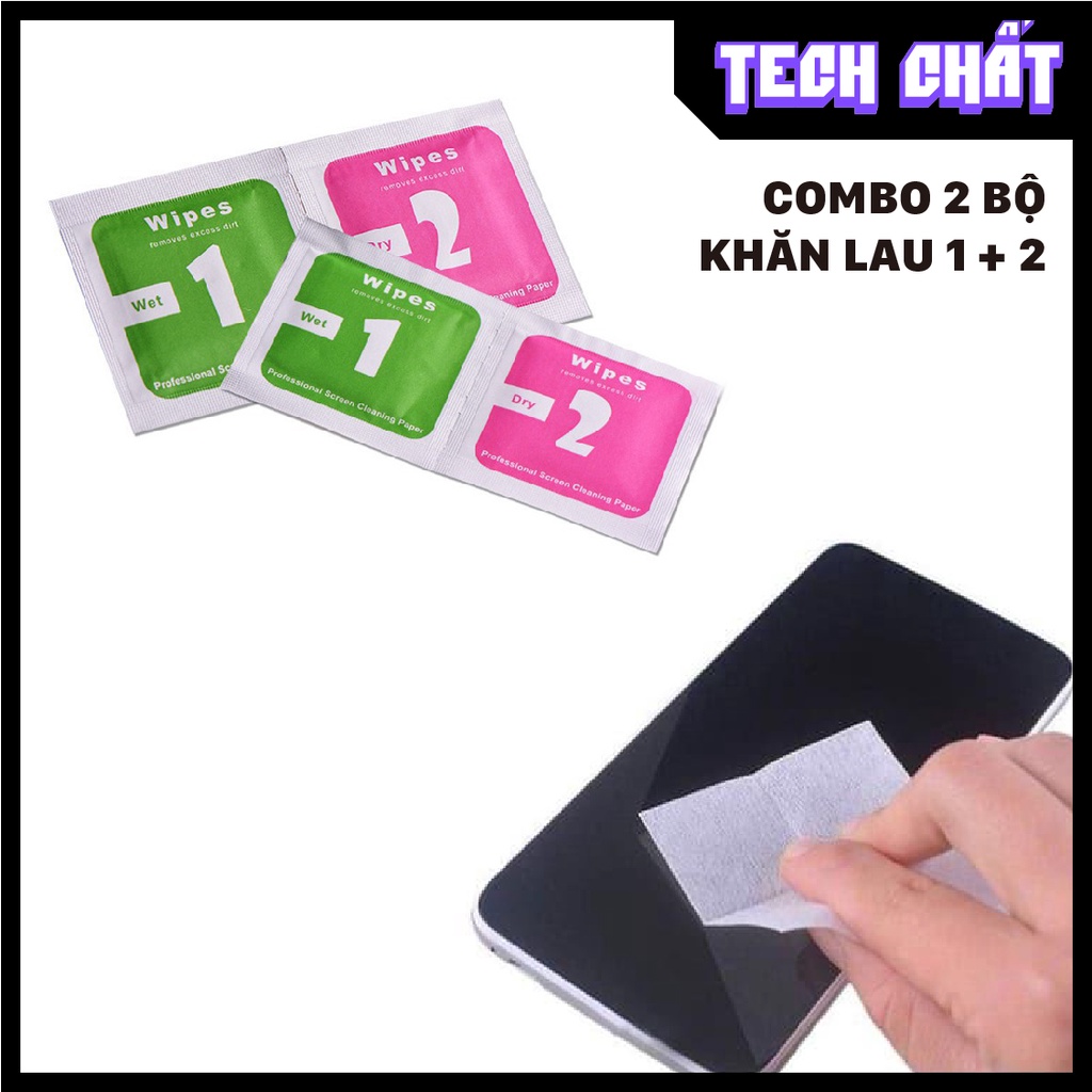 Combo 2 bộ khăn ướt + khô 1 2 lau vệ sinh màn hình điện thoại thiết bị công nghệ