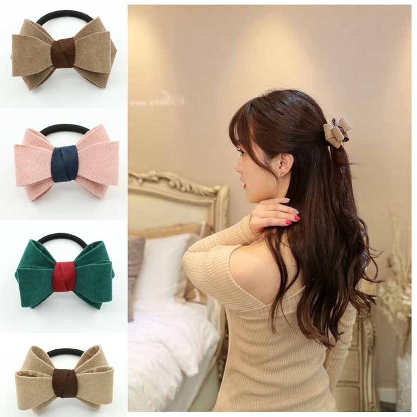 Dây buộc tóc nữ thắt nơ cao cấp - Set 3 dây cột tóc dễ thương, bền đẹp, giao màu ngẫu nhiên - NASI Store