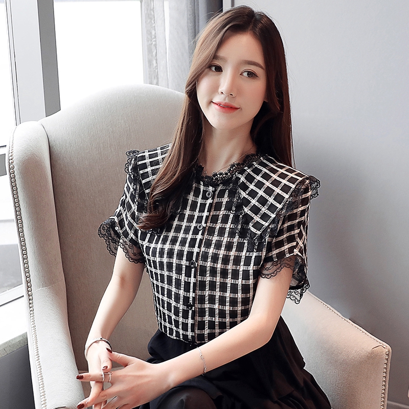 Áo Sơ Mi Caro Ngắn Tay Thời Trang Công Sở Cho Nữ 2020