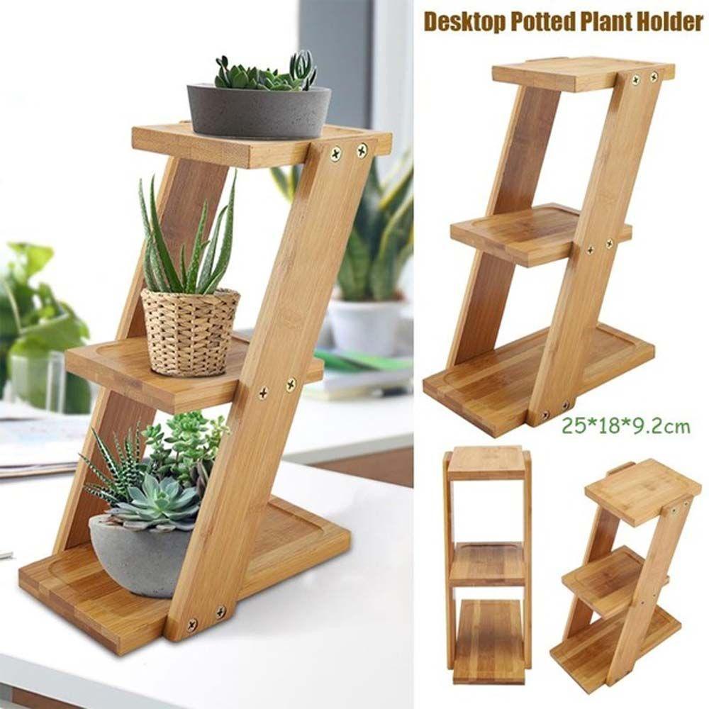 Giá Đỡ Chậu Hoa Bằng Gỗ Tre Dùng Trang Trí Trong Nhà