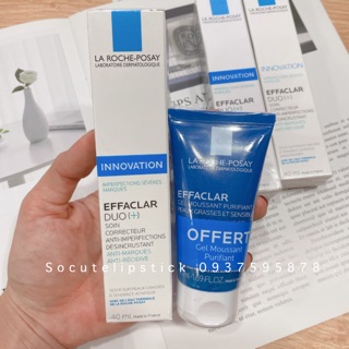 Kem trị mụn kèm sửa rửa mặt la roche-posay effaclar duo