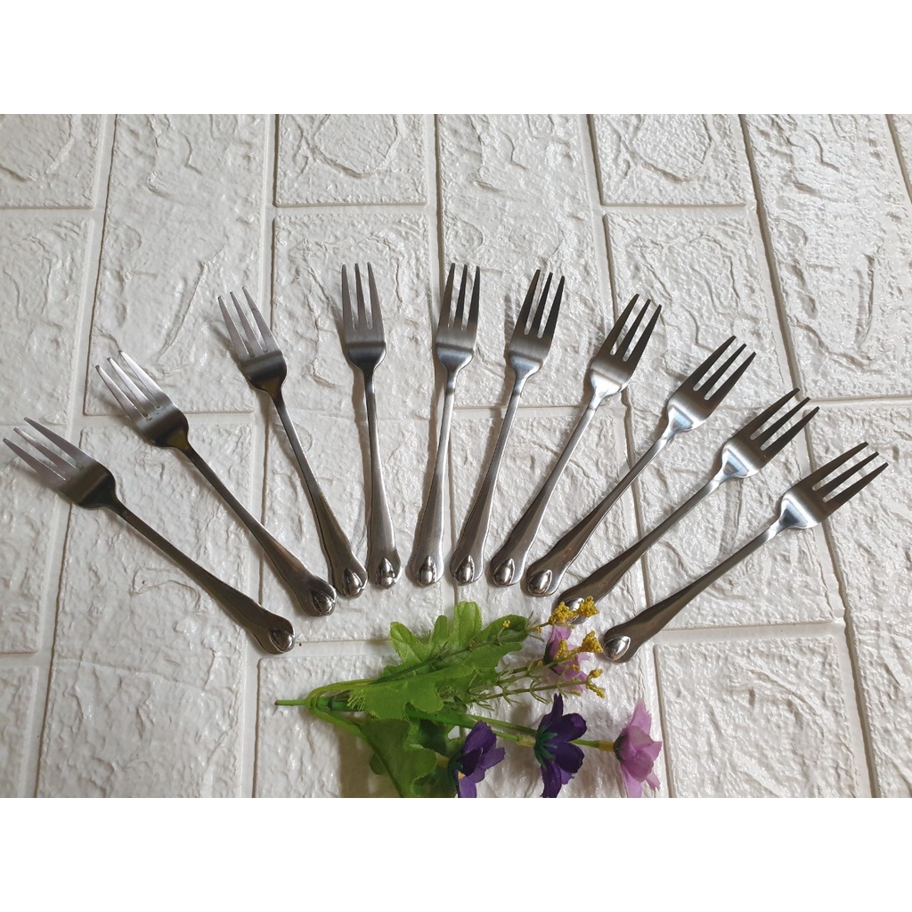 Bộ 10c Dĩa ăn hoa quả, bánh ngọt, mì ý hình giọt lệ, inox sáng bóng KT: 14x1.8cm (ảnh thật)