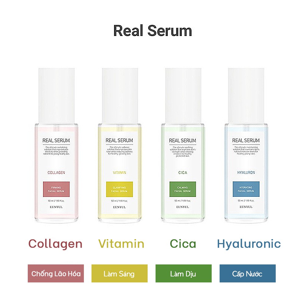 Serum Eunyul Real Serum 4 tinh chất dưỡng da - Collagen / Vitamin / Hyaluron / Cica 50ml